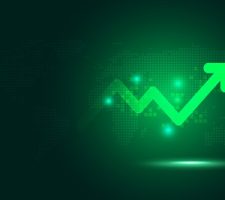 Green Arrow on Digital World Map